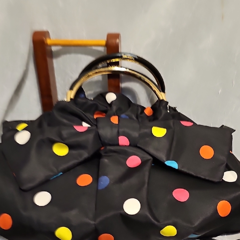 Lulu Guinness Black Bag with Colorful Polka Dots And Playful Bow - 2013 - Picture 10 of 10